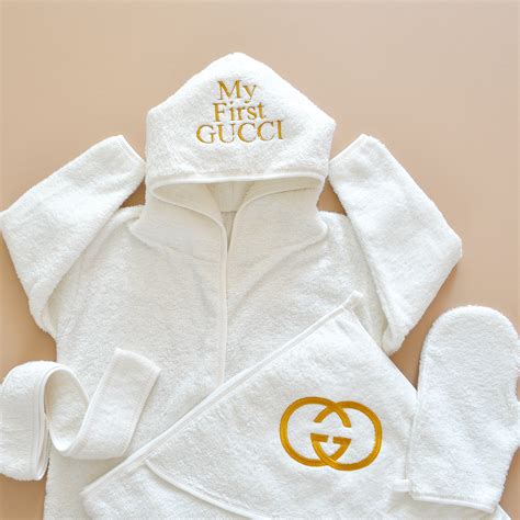 My First Gucci Baby Hooded Bathrobe Set 